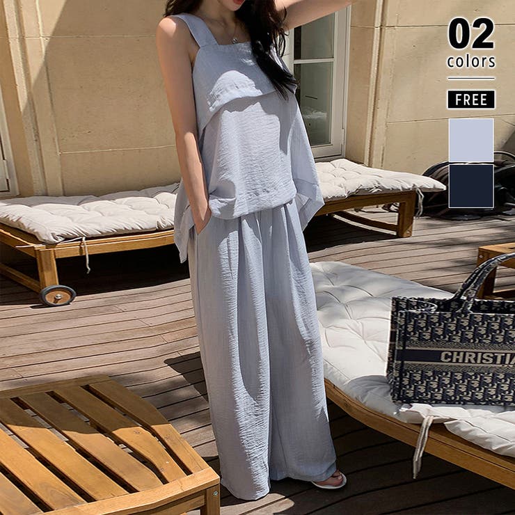 【夏セットアップ】 バックリボンセットアップ パンツセットアップ | COCOMOMO | 詳細画像1 