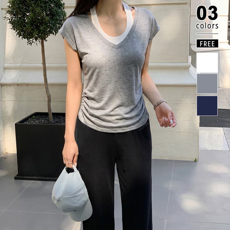 【一枚でレイヤード風】 ドッキングTシャツ タンクトップ | COCOMOMO | 詳細画像1 