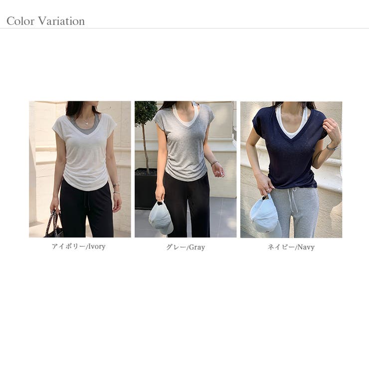 【一枚でレイヤード風】 ドッキングTシャツ タンクトップ | COCOMOMO | 詳細画像14 