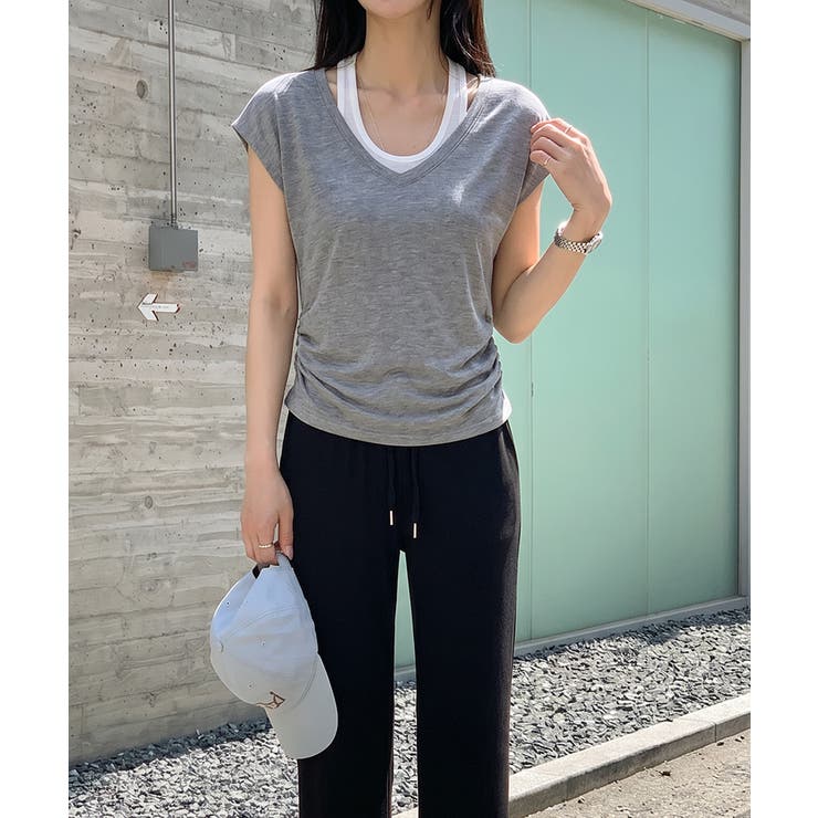 【一枚でレイヤード風】 ドッキングTシャツ タンクトップ | COCOMOMO | 詳細画像7 