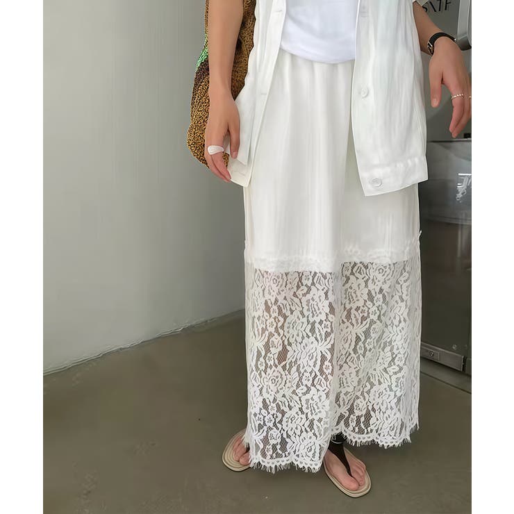 花柄レースで上品に透かす レーススカート ロングスカート | COCOMOMO | 詳細画像2 