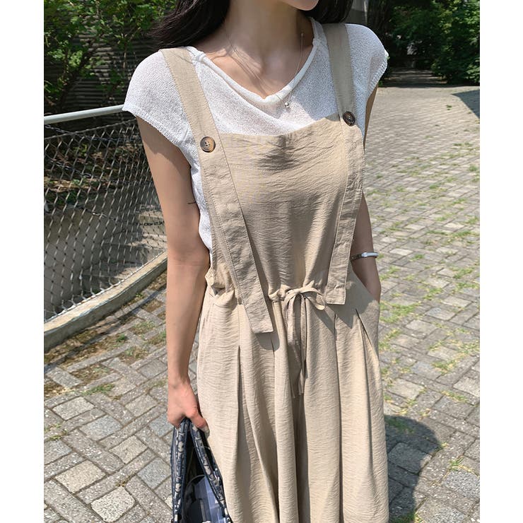 リネンライクな大人サロペット サロペットパンツ ワイドパンツ | COCOMOMO | 詳細画像8 