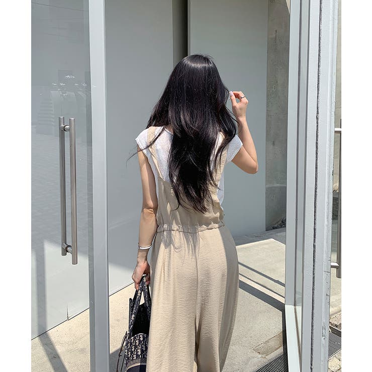 リネンライクな大人サロペット サロペットパンツ ワイドパンツ | COCOMOMO | 詳細画像9 
