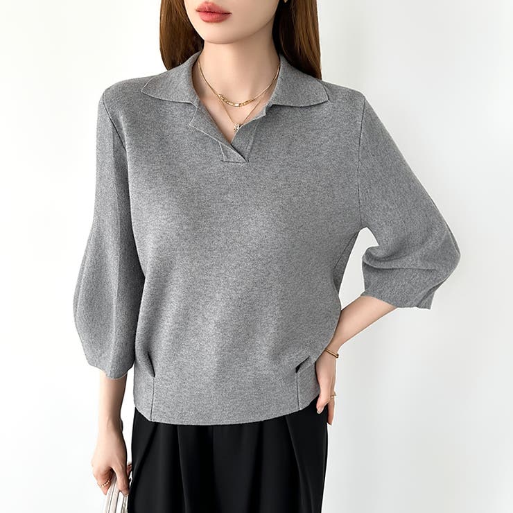 美シルエット コクーンスリーブニット スキッパーニット | COCOMOMO | 詳細画像12 