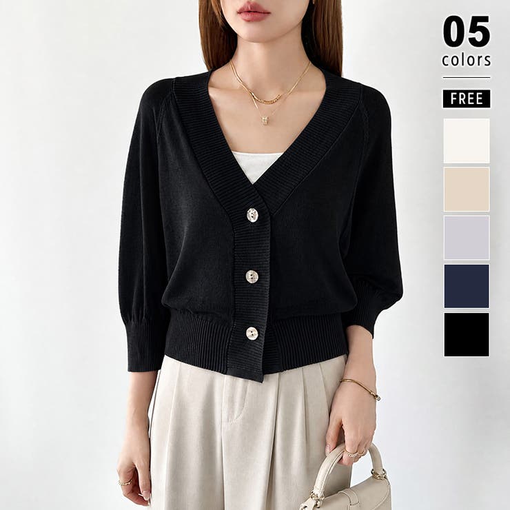 ブラック | 上品シアーで軽やか シアーカーディガン ショートカーディガン | COCOMOMO