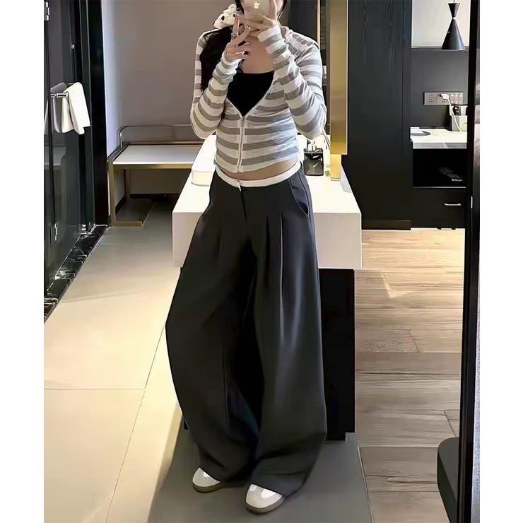 ウエストレイヤード風 タックワイドパンツ ワイドパンツ | COCOMOMO | 詳細画像10 