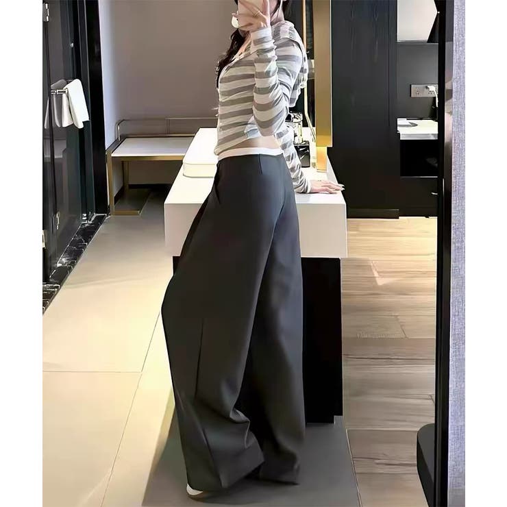 ウエストレイヤード風 タックワイドパンツ ワイドパンツ | COCOMOMO | 詳細画像12 