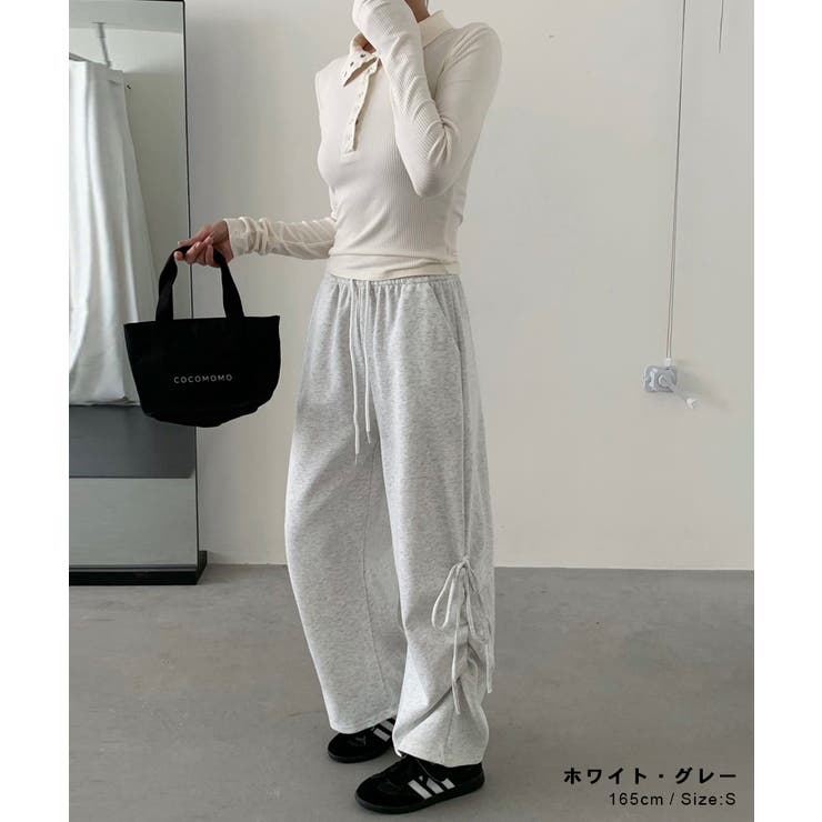 今季本命。サイドリボンスウェットパンツ スウェットパンツ ワイドパンツ | COCOMOMO | 詳細画像12 
