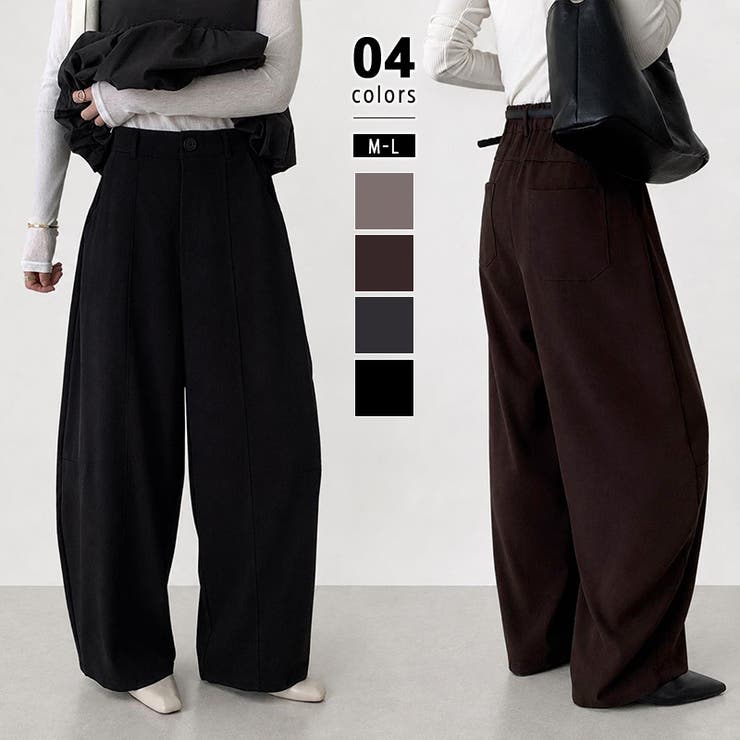 バレルレッグパンツ ワイドパンツ カーブパンツ | COCOMOMO | 詳細画像1 