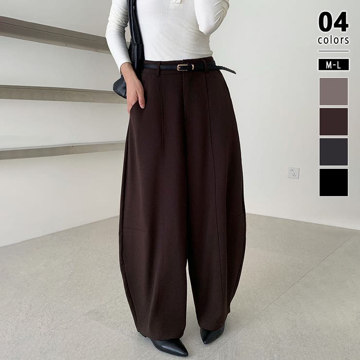 ダークブラウン | バレルレッグパンツ ワイドパンツ カーブパンツ | COCOMOMO