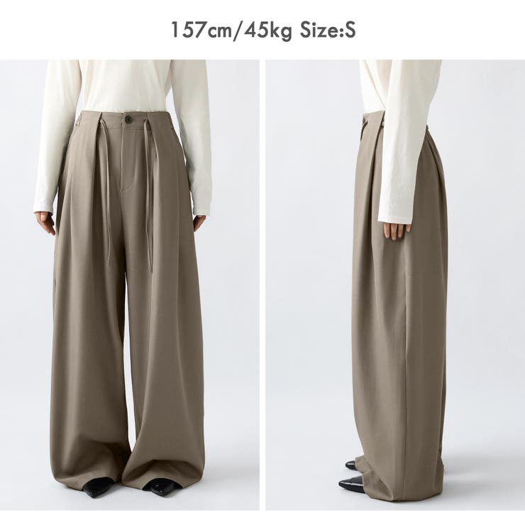 ディープタックで洗練モード感 タックワイドパンツ ワイドパンツ | COCOMOMO | 詳細画像19 