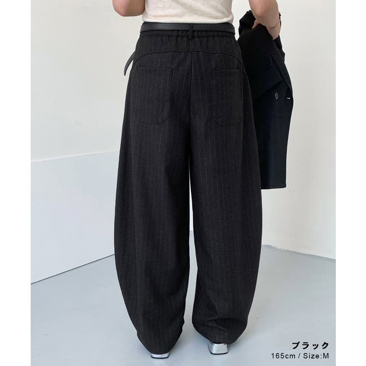 ストライプバレルレッグパンツ コクーンパンツ ワイドパンツ | COCOMOMO | 詳細画像5 