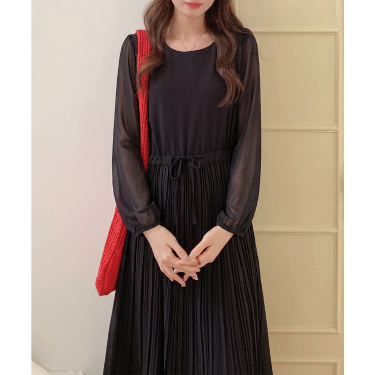 華やぎシフォン プリーツワンピース シフォンワンピース | COCOMOMO | 詳細画像10 