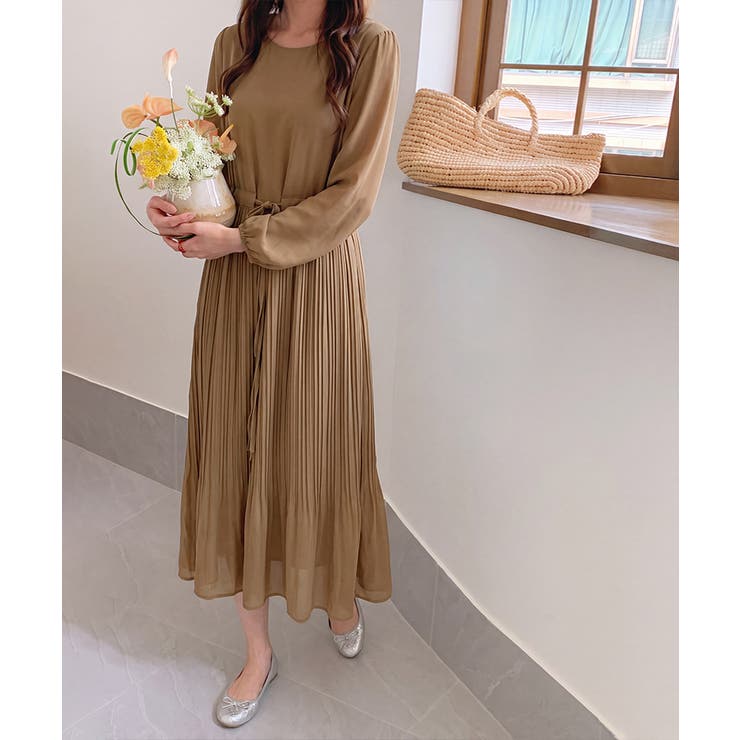 華やぎシフォン プリーツワンピース シフォンワンピース | COCOMOMO | 詳細画像8 