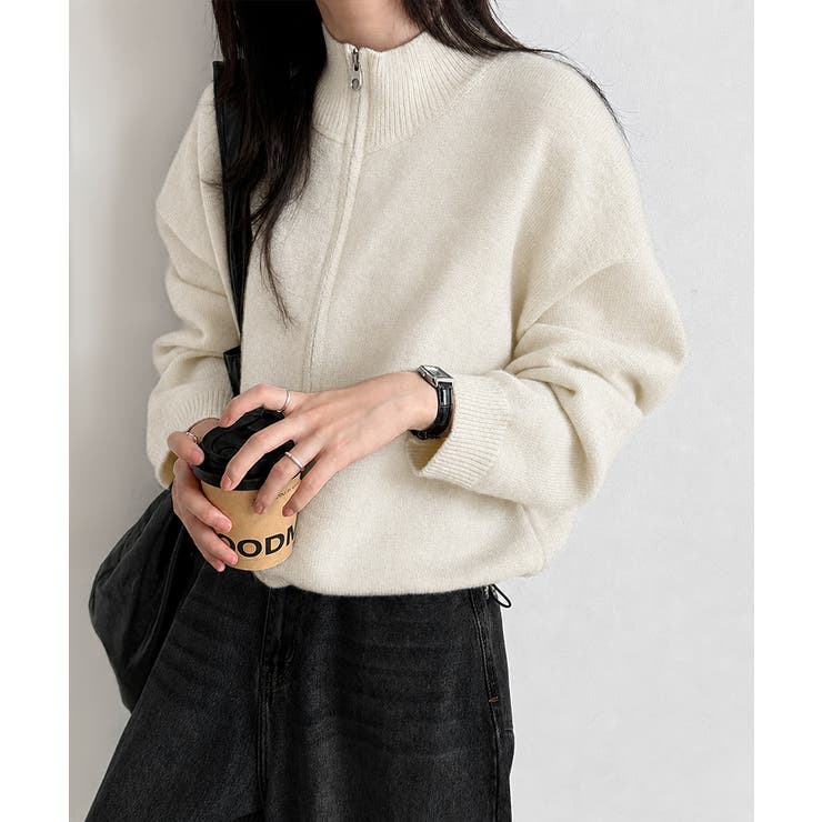 ジップニットカーディガン ニット ライトアウター | COCOMOMO | 詳細画像2 