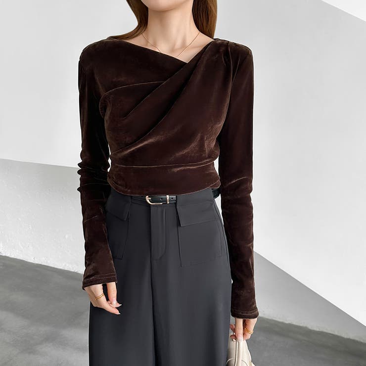 ベロアドレープトップス ベロアトップス ウエストギャザー | COCOMOMO | 詳細画像12 