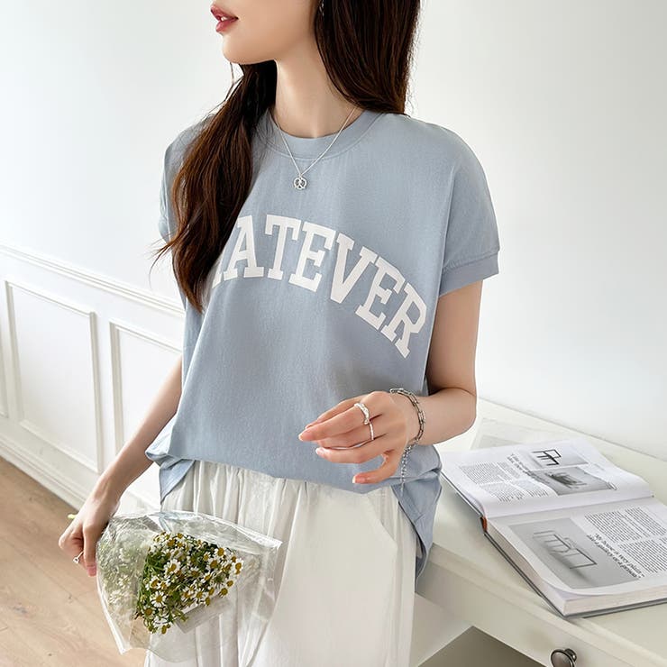 ロゴプリント コットン天竺 ラウンドヘム | COCOMOMO | 詳細画像7 