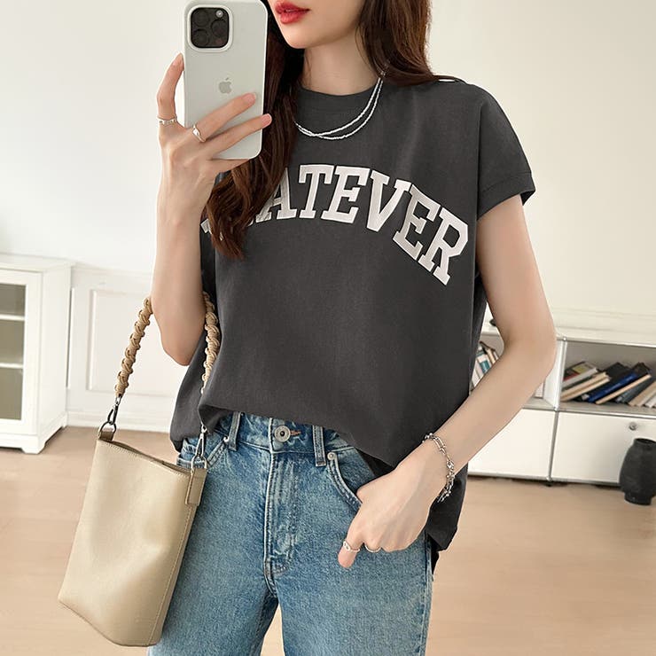 ロゴプリント コットン天竺 ラウンドヘム | COCOMOMO | 詳細画像17 