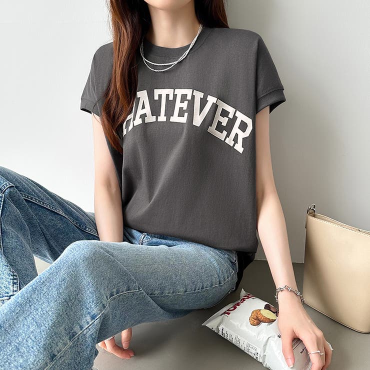 ロゴプリント コットン天竺 ラウンドヘム | COCOMOMO | 詳細画像18 