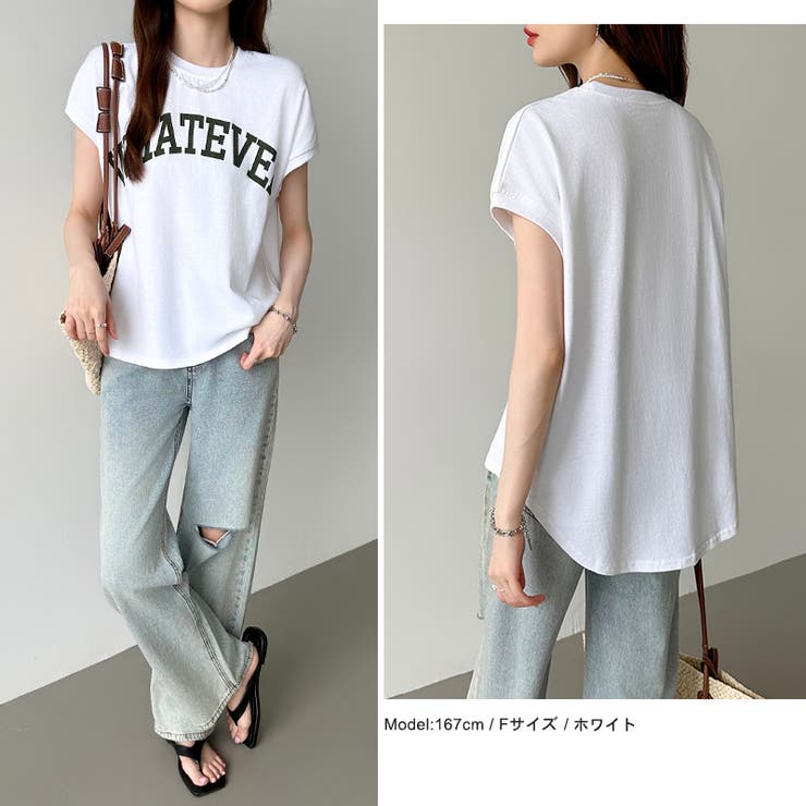 ロゴプリント コットン天竺 ラウンドヘム | COCOMOMO | 詳細画像21 