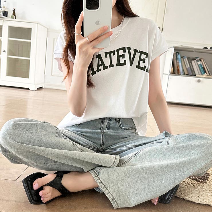 ロゴプリント コットン天竺 ラウンドヘム | COCOMOMO | 詳細画像23 