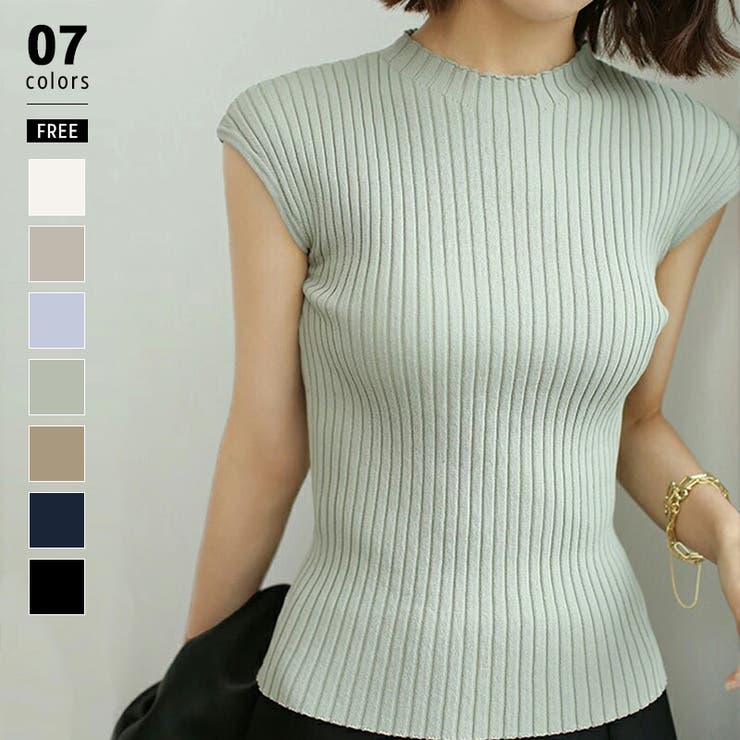 グリーン | レディース エレガント リブニット | COCOMOMO