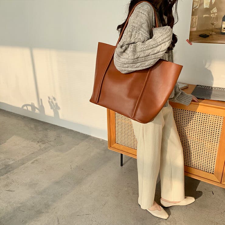 レディース ポーチつきビッグトートバッグ 大容量[品番：COCW0003313