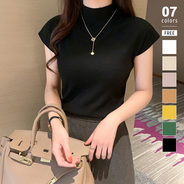 ブラック | サマーニット 半袖 レディース | COCOMOMO