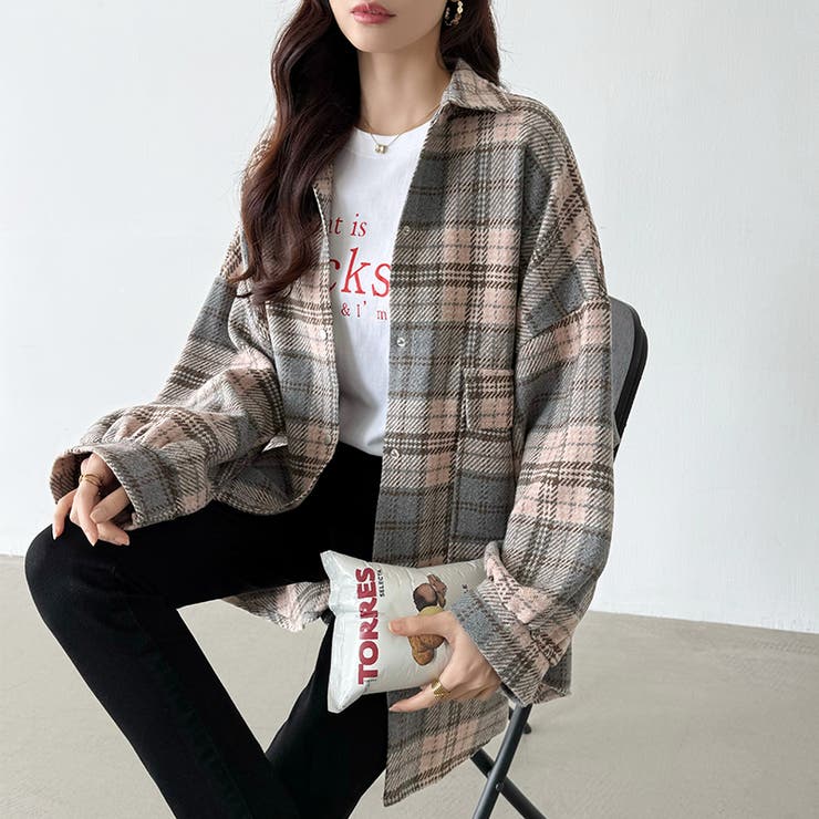 チェック柄シャツ トップス オーバーサイズ ネルシャツ ゆったり