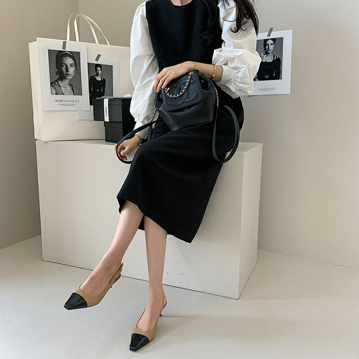 ワンピース シャツ 袖切り替え 長袖 黒 レイヤード パフスリーブ フォーマル 品番 Cocw Cocomomo ココモモ のレディースファッション通販 Shoplist ショップリスト