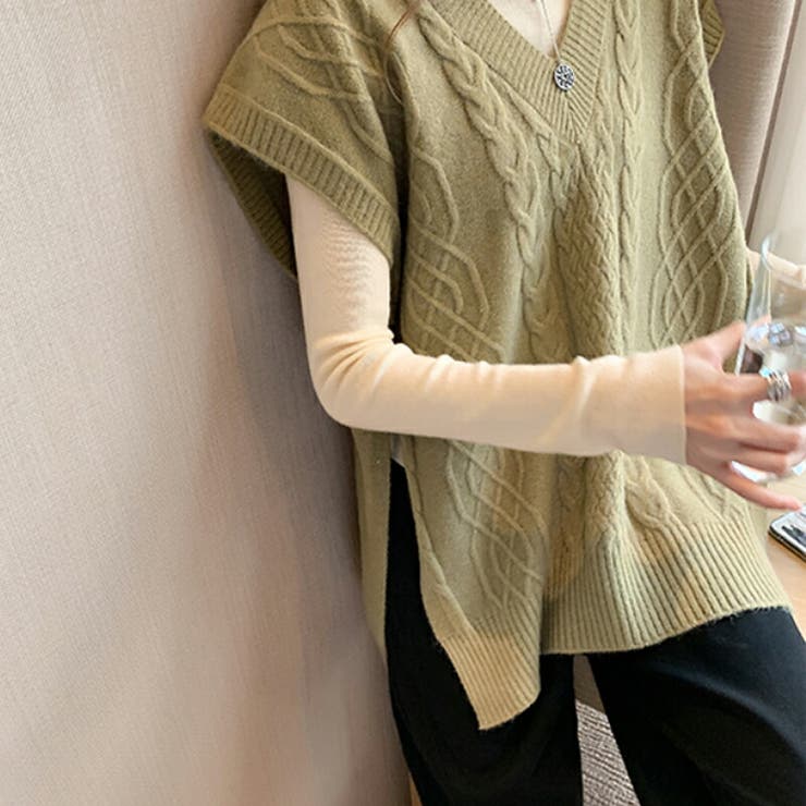 レディース トップス ニット ベスト Free フレンチスリーブ Vネック 品番 Cocw Cocomomo ココモモ のレディース ファッション通販 Shoplist ショップリスト