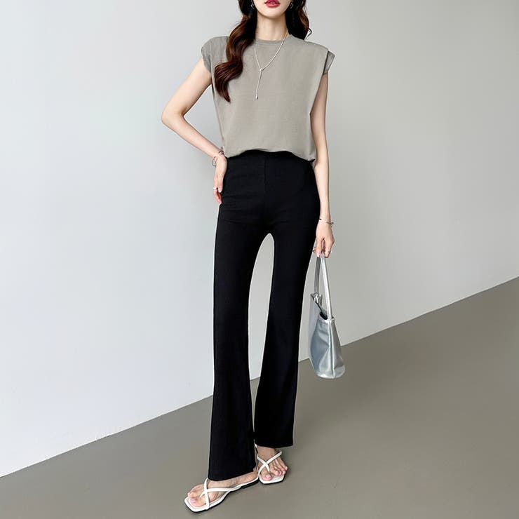 フレアパンツ リブレギンス ストレッチパンツ | COCOMOMO | 詳細画像17 