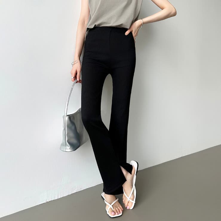 フレアパンツ リブレギンス ストレッチパンツ | COCOMOMO | 詳細画像18 