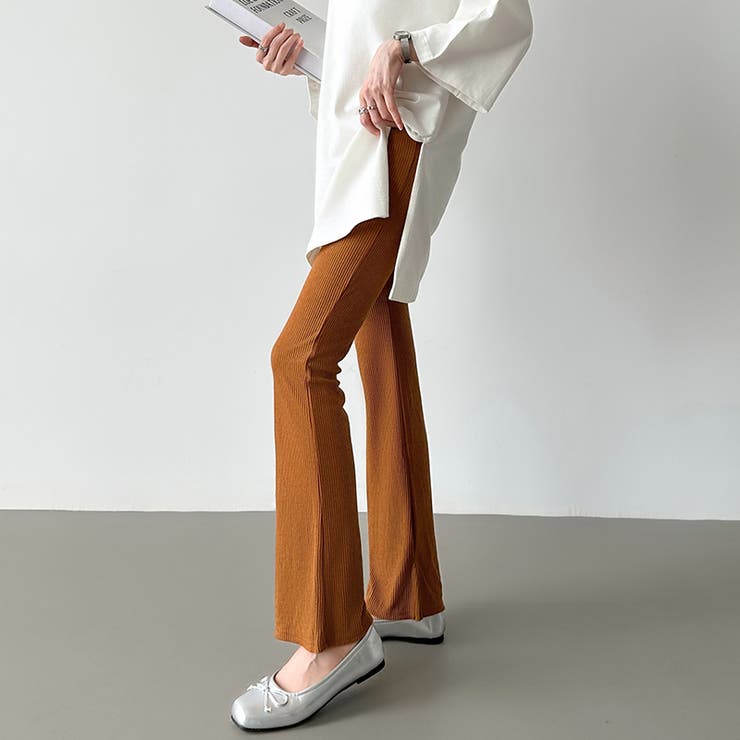 フレアパンツ リブレギンス ストレッチパンツ | COCOMOMO | 詳細画像24 