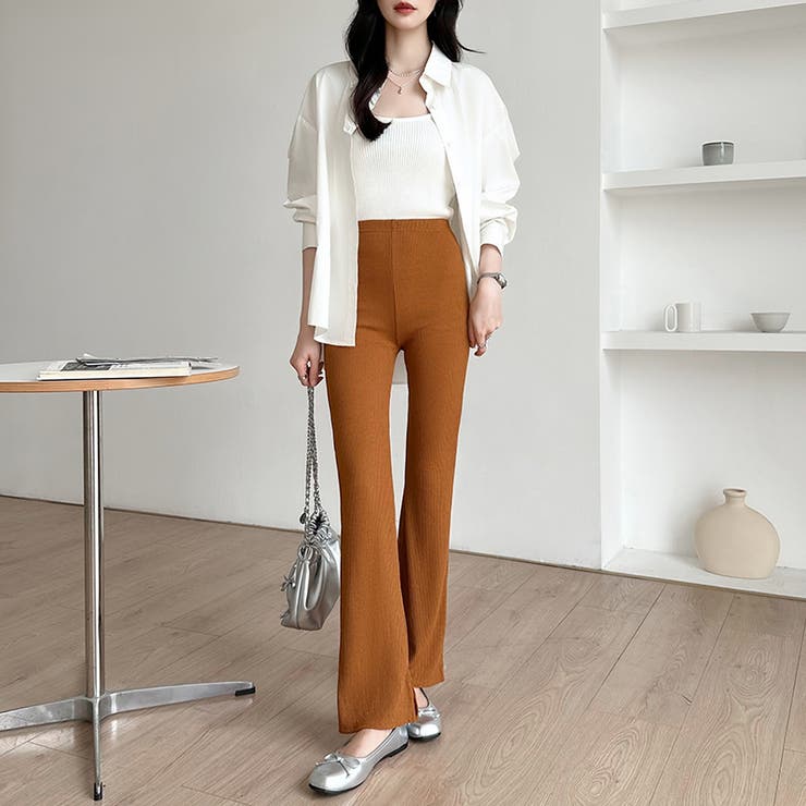 フレアパンツ リブレギンス ストレッチパンツ | COCOMOMO | 詳細画像25 