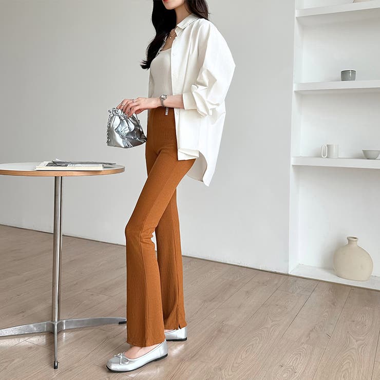 フレアパンツ リブレギンス ストレッチパンツ | COCOMOMO | 詳細画像29 