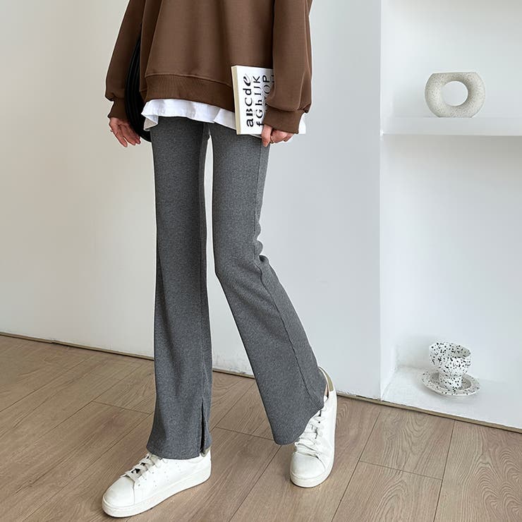 フレアパンツ リブレギンス ストレッチパンツ | COCOMOMO | 詳細画像35 