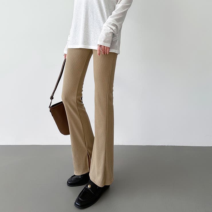 フレアパンツ リブレギンス ストレッチパンツ | COCOMOMO | 詳細画像37 