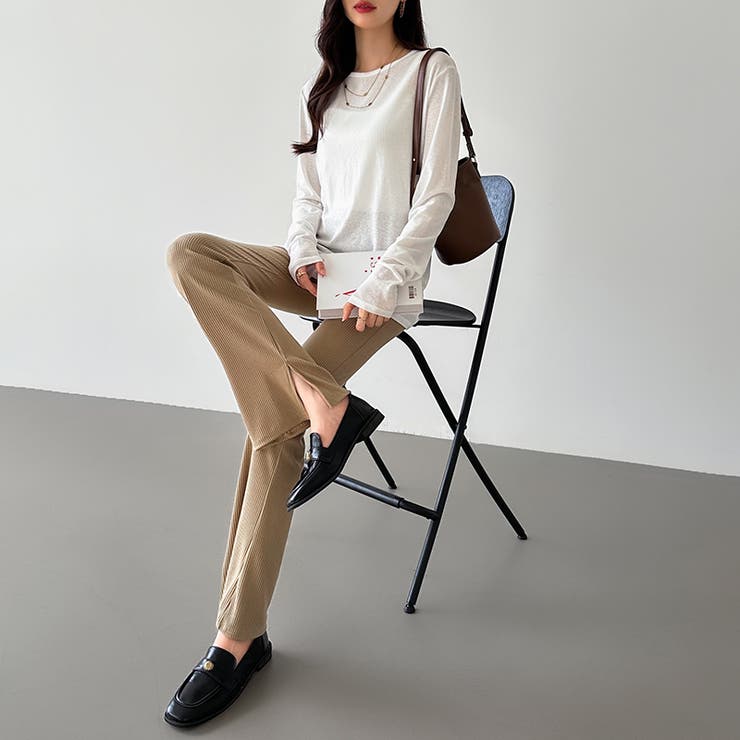 フレアパンツ リブレギンス ストレッチパンツ | COCOMOMO | 詳細画像40 