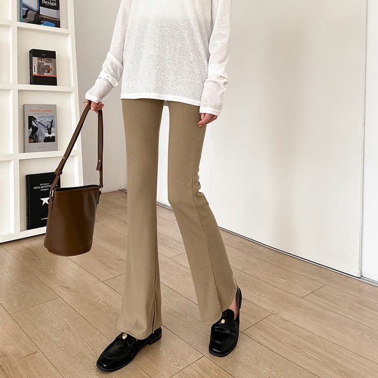 フレアパンツ リブレギンス ストレッチパンツ | COCOMOMO | 詳細画像41 