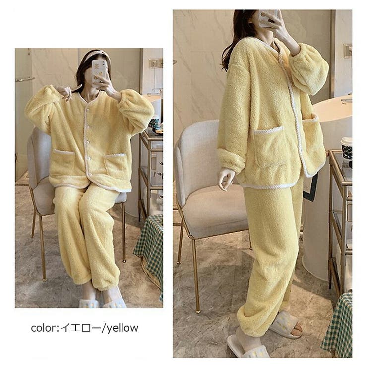 レディース ルームウェア上下セット パジャマ Free 長袖 ポリエステル