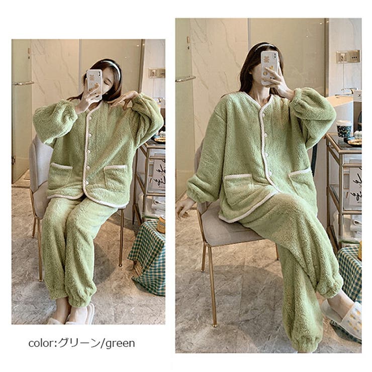 レディース ルームウェア上下セット パジャマ Free 長袖 ポリエステル