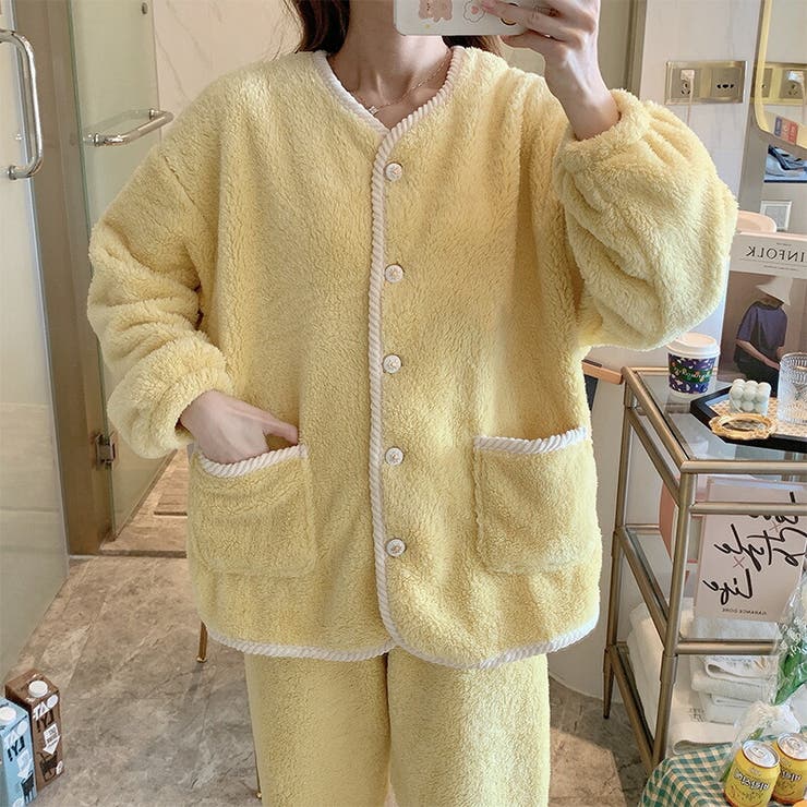 レディース ルームウェア上下セット パジャマ Free 長袖 ポリエステル