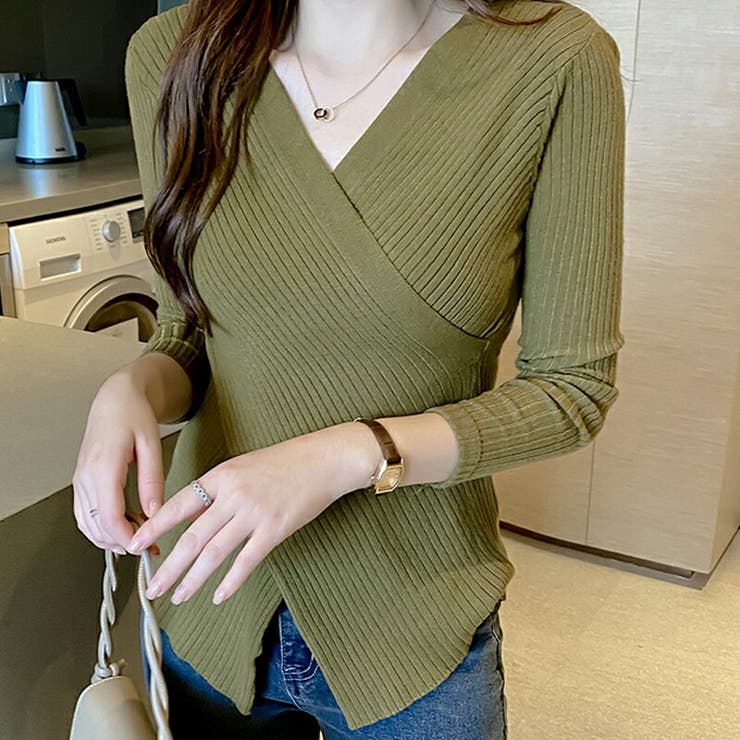 カシュクールニット クロスニット Vネック | COCOMOMO | 詳細画像2 