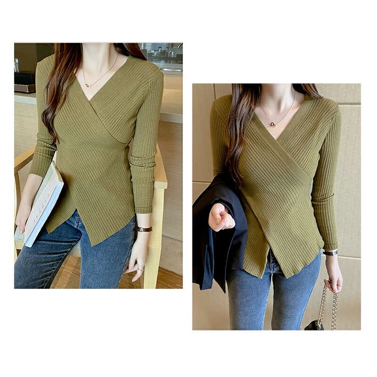 カシュクールニット クロスニット Vネック | COCOMOMO | 詳細画像3 