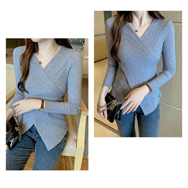 カシュクールニット クロスニット Vネック | COCOMOMO | 詳細画像7 