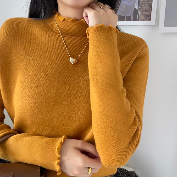 ふわふわ裏起毛 ヤク風メロフリルニット ハイネック | COCOMOMO | 詳細画像24 