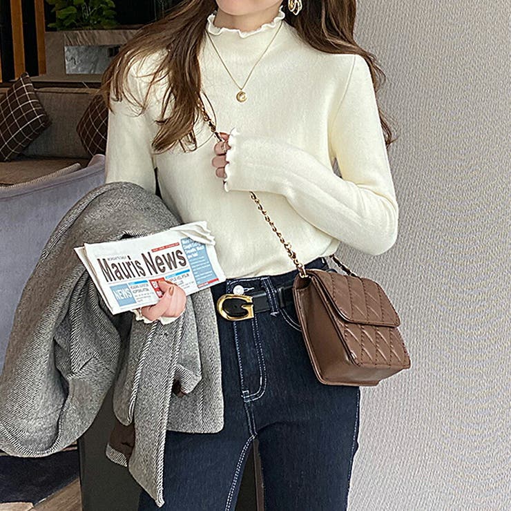 ふわふわ裏起毛 ヤク風メロフリルニット ハイネック | COCOMOMO | 詳細画像4 