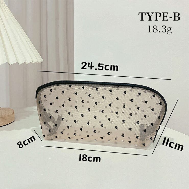 メッシュポーチ ハート柄 プリントポーチ 日用雑貨 バッグ | COCOMOMO | 詳細画像10 