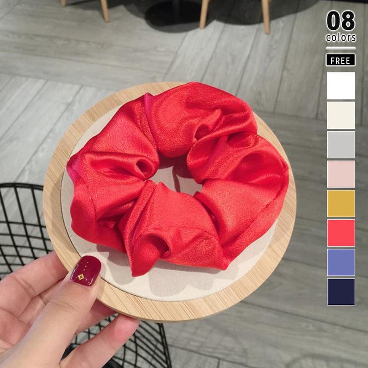 レッド | シャイニー素材シュシュ 光沢感 キラキラ | COCOMOMO